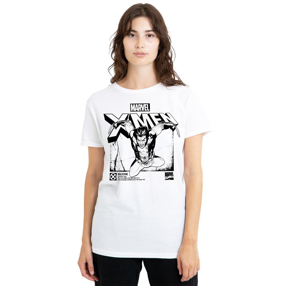 White - Front - X-Men Womens-Ladies Wolverine Jump T-Shirt