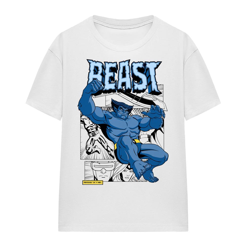 White - Side - X-Men Womens-Ladies Beast Comic T-Shirt