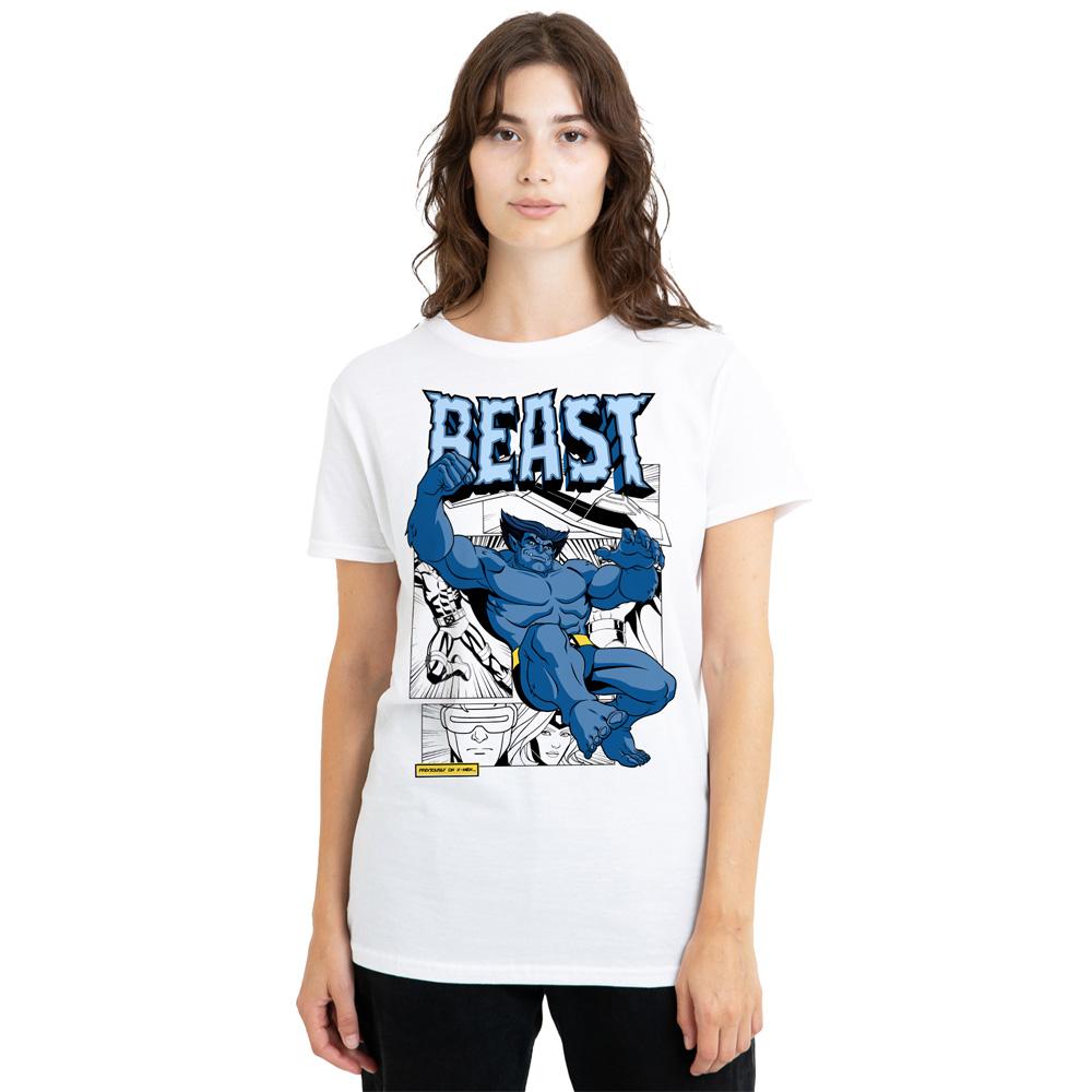 White - Front - X-Men Womens-Ladies Beast Comic T-Shirt