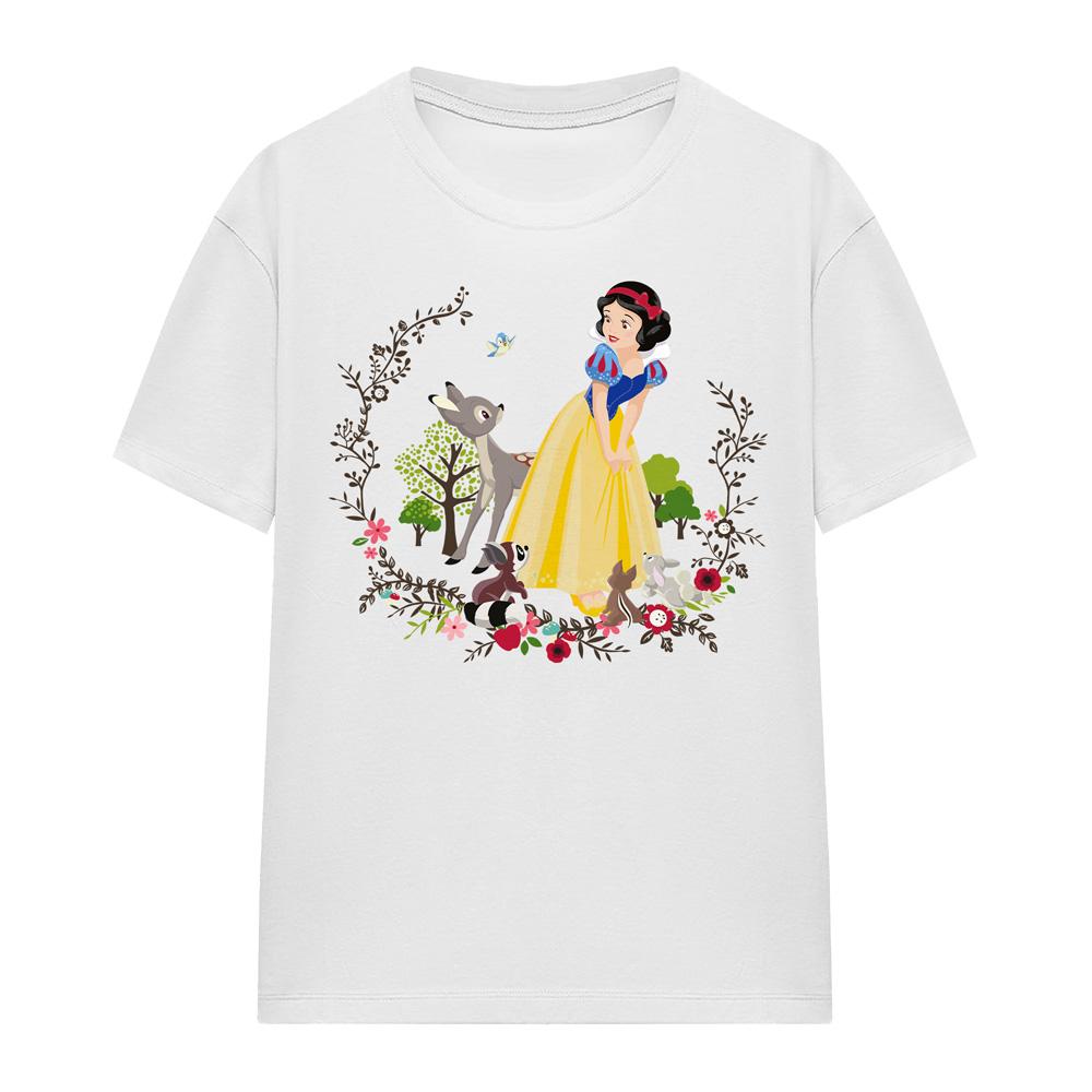 White - Side - Snow White Womens-Ladies Forest Friends T-Shirt