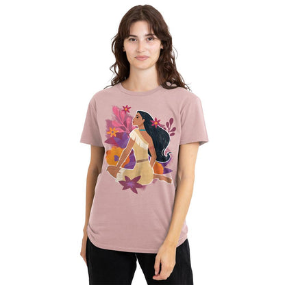 Pink - Front - Pocahontas Womens-Ladies Flowers T-Shirt
