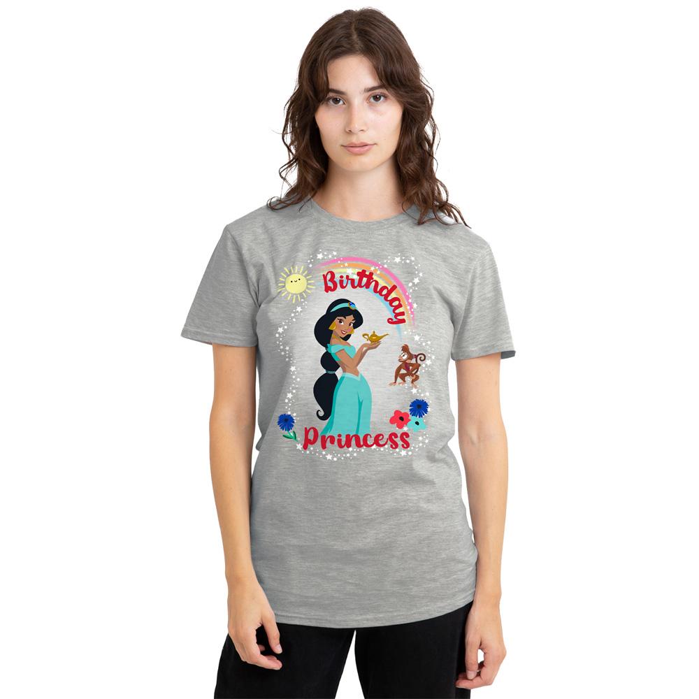 Athletic Heather - Back - Aladdin Womens-Ladies Birthday Princess Jasmine Abu Heather T-Shirt