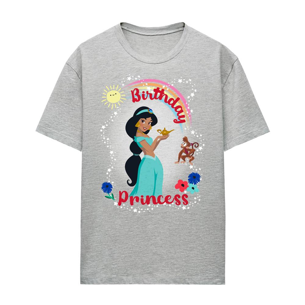 Athletic Heather - Front - Aladdin Womens-Ladies Birthday Princess Jasmine Abu Heather T-Shirt