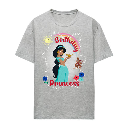 Athletic Heather - Front - Aladdin Womens-Ladies Birthday Princess Jasmine Abu Heather T-Shirt