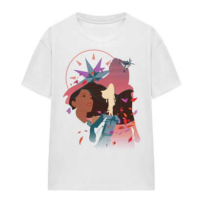White - Side - Pocahontas Womens-Ladies Silhouette T-Shirt