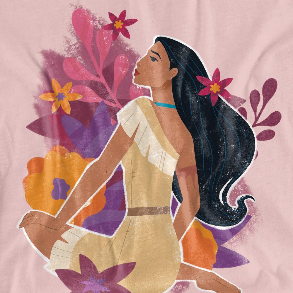 Pink - Pack Shot - Pocahontas Womens-Ladies Flowers T-Shirt