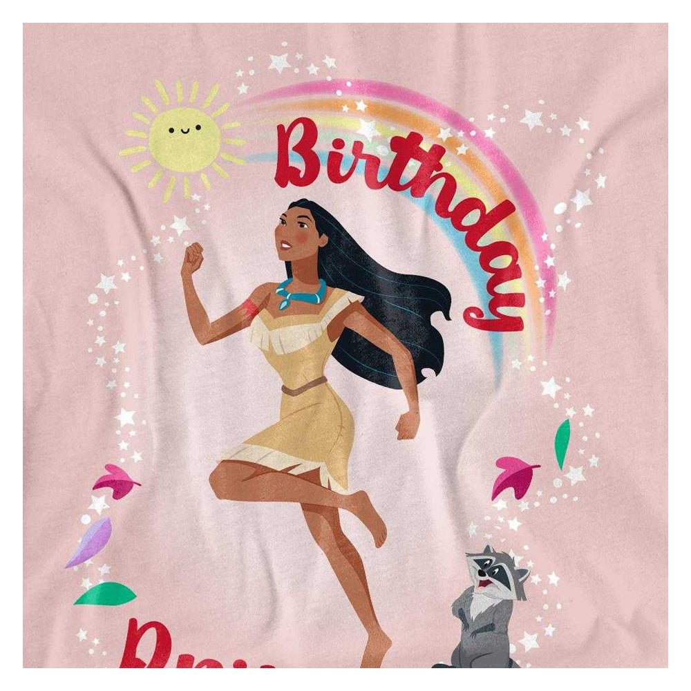 Pink - Side - Pocahontas Womens-Ladies Meeko Princess Birthday T-Shirt