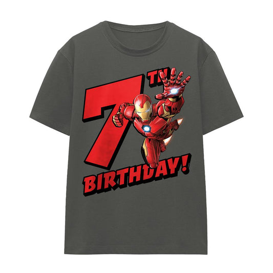 Charcoal - Front - Iron Man Womens-Ladies 7th Birthday T-Shirt
