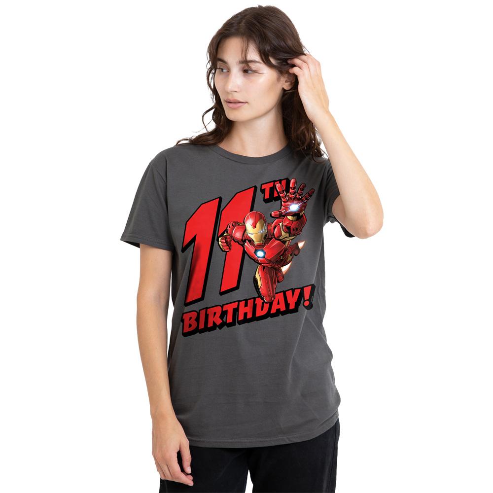 Charcoal - Back - Iron Man Womens-Ladies T-Shirt