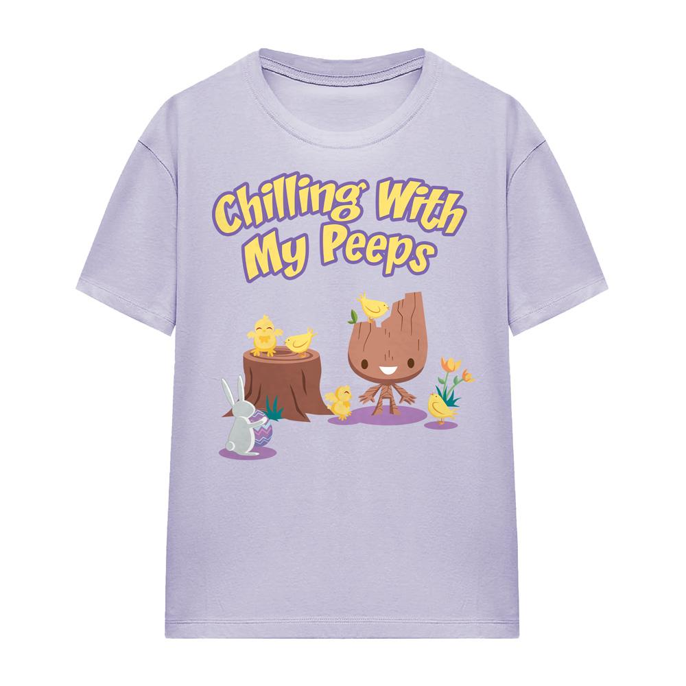 Lavender - Front - Guardians Of The Galaxy Womens-Ladies Chilling With My Peeps Groot T-Shirt