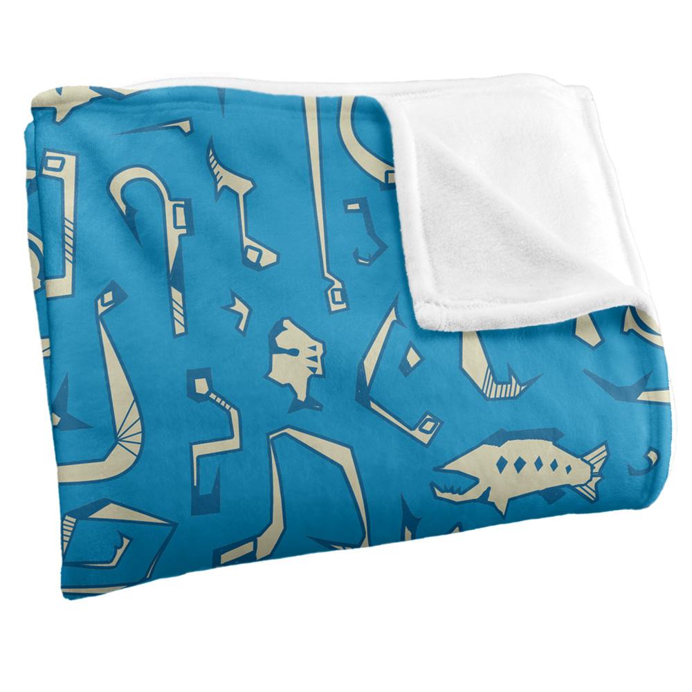 Blue-Cream - Side - JQ Licensing Silky Fishing Rod Supersoft Blanket