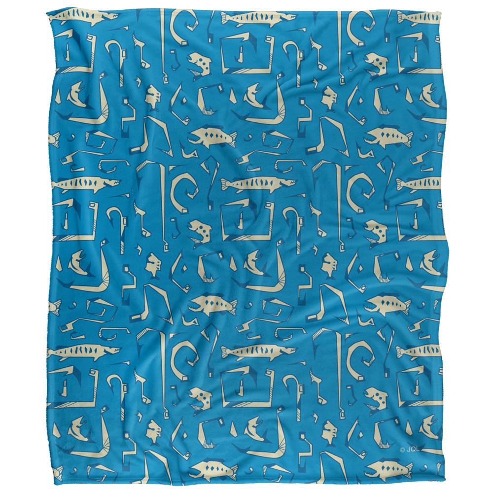 Blue-Cream - Front - JQ Licensing Silky Fishing Rod Supersoft Blanket