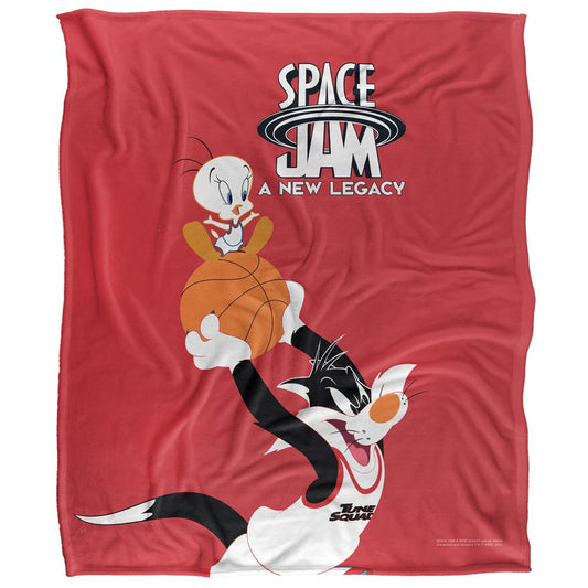 Red-White-Black - Front - Space Jam: A New Legacy Silky Mono Sylvester & Tweety Supersoft Blanket
