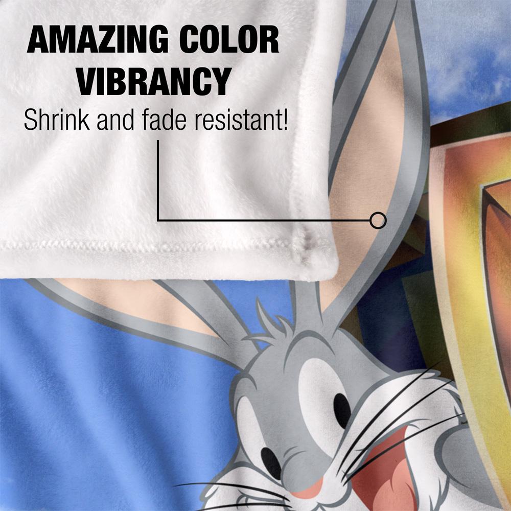 Blue-Grey-Gold - Lifestyle - Warner Bros Vault Silky Logo Bugs Bunny Supersoft Blanket