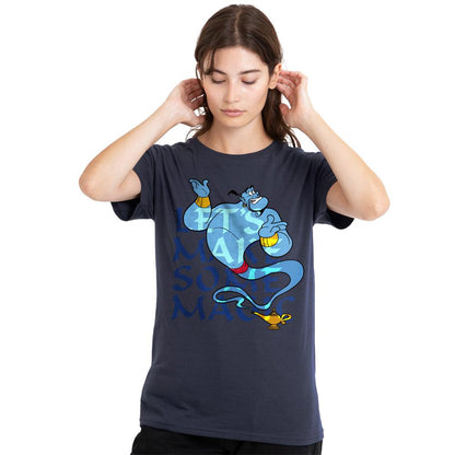 Deep Navy - Front - Aladdin Womens-Ladies Let´s Make Some Magic Genie T-Shirt