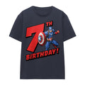 Deep Navy - Side - Captain America Womens-Ladies 7th Birthday T-Shirt