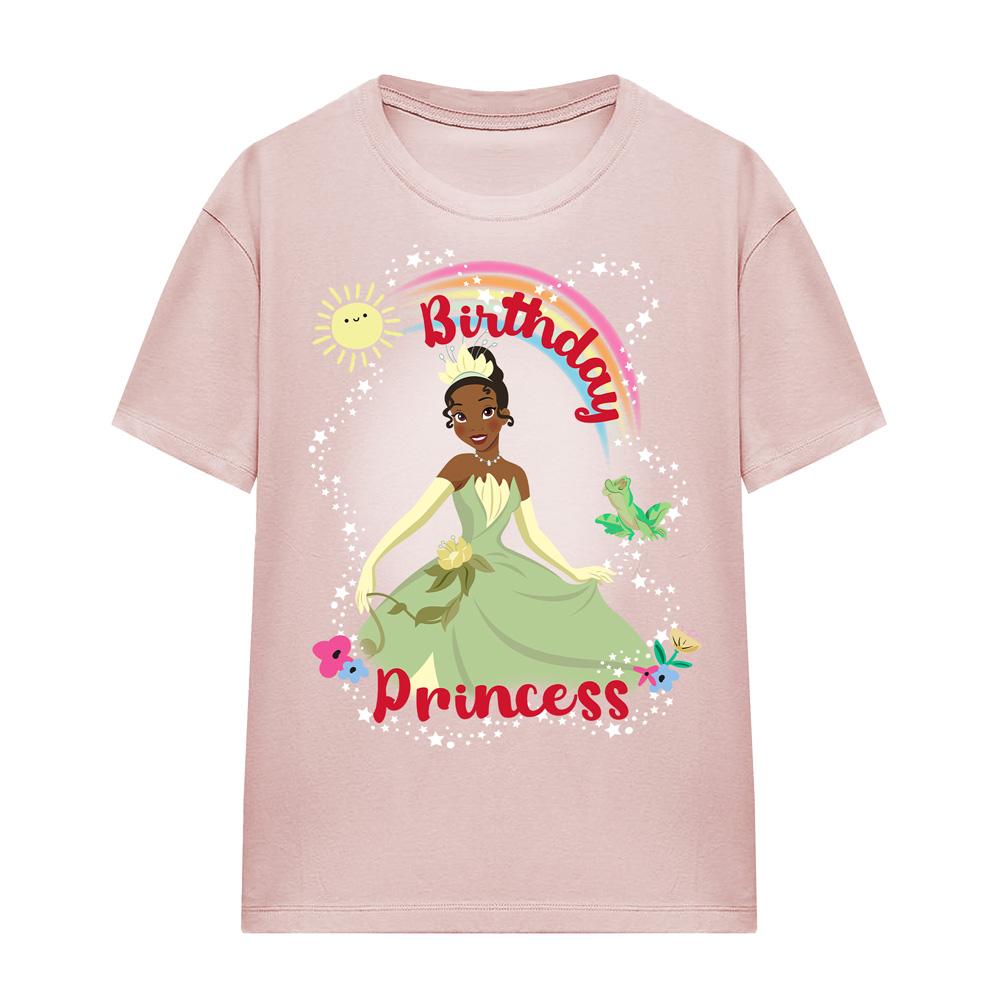 Pink - Side - The Princess and the Frog Womens-Ladies Birthday Princess Tiana T-Shirt