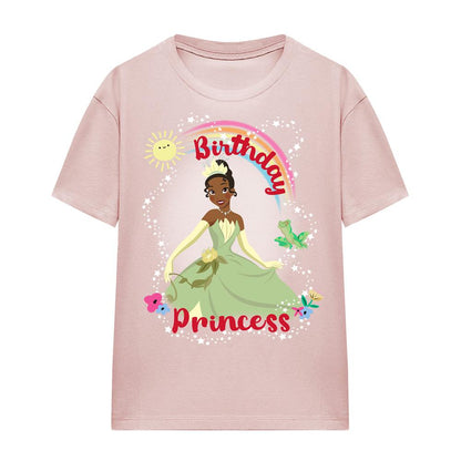 Pink - Side - The Princess and the Frog Womens-Ladies Birthday Princess Tiana T-Shirt