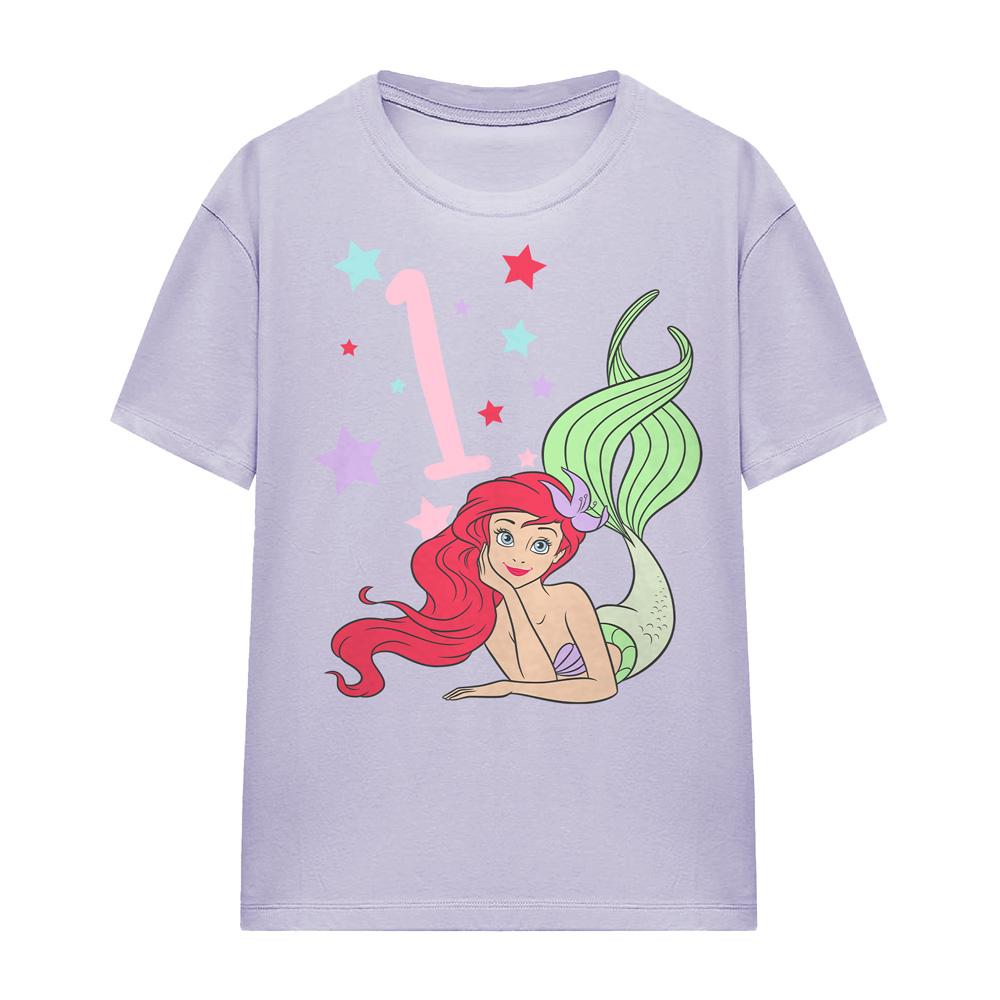 Lavender - Side - The Little Mermaid Womens-Ladies Ariel 1st Birthday T-Shirt