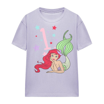 Lavender - Side - The Little Mermaid Womens-Ladies Ariel 1st Birthday T-Shirt
