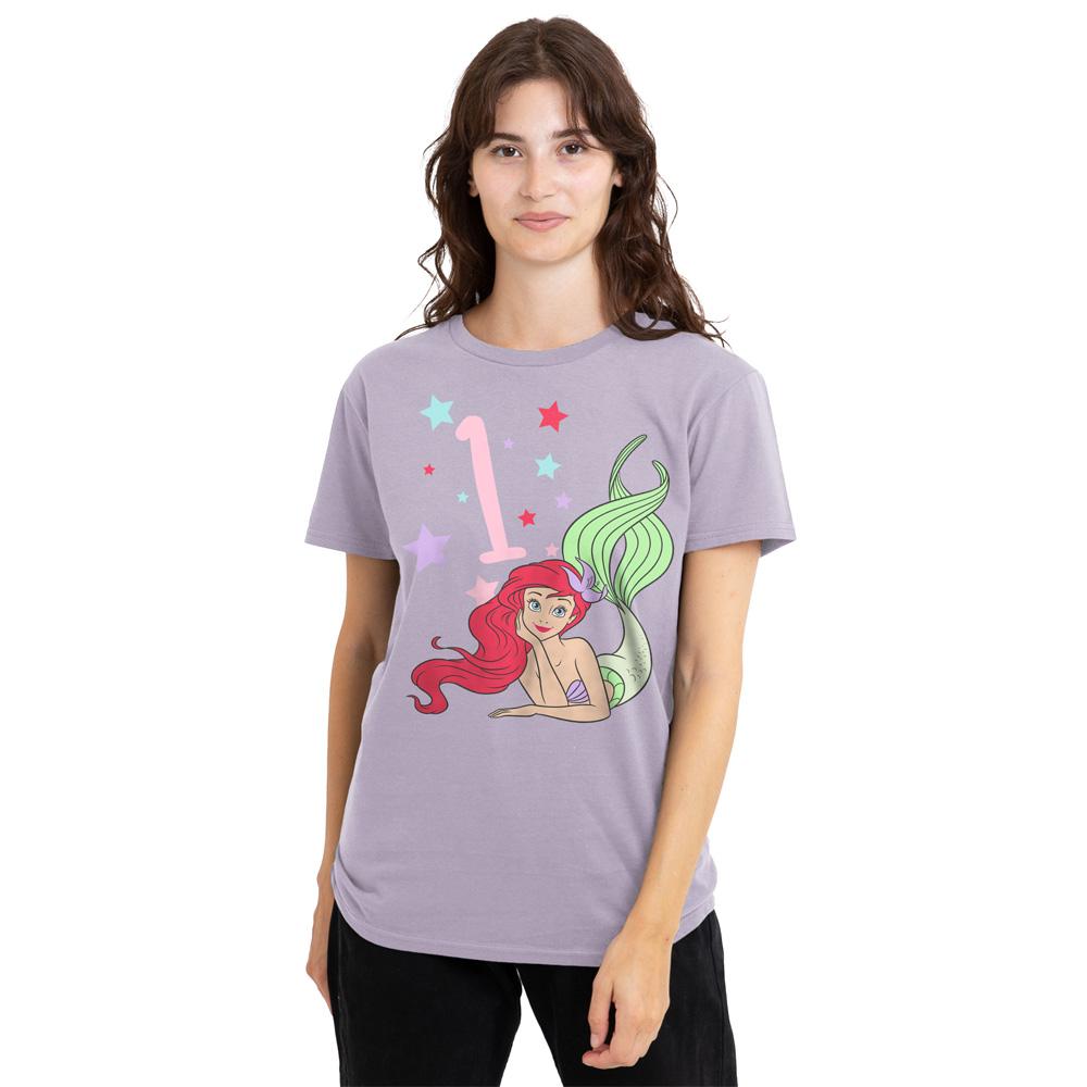 Lavender - Front - The Little Mermaid Womens-Ladies Ariel 1st Birthday T-Shirt