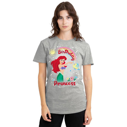 Athletic Heather - Back - The Little Mermaid Womens-Ladies Birthday Princess Ariel & Flounder Heather T-Shirt