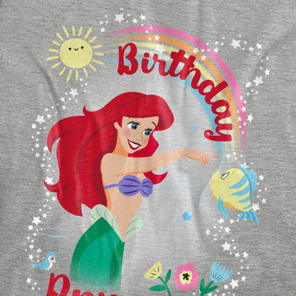 Athletic Heather - Pack Shot - The Little Mermaid Womens-Ladies Birthday Princess Ariel & Flounder Heather T-Shirt