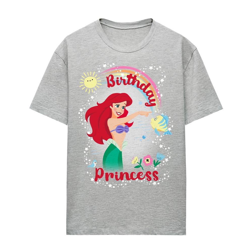 Athletic Heather - Front - The Little Mermaid Womens-Ladies Birthday Princess Ariel & Flounder Heather T-Shirt