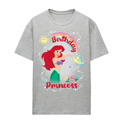 Athletic Heather - Front - The Little Mermaid Womens-Ladies Birthday Princess Ariel & Flounder Heather T-Shirt