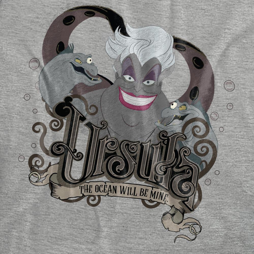 Athletic Heather - Pack Shot - The Little Mermaid Womens-Ladies The Ocean Will Be Mine Ursula Heather T-Shirt