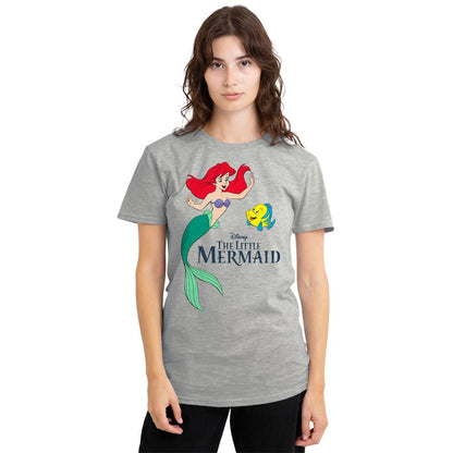 Athletic Heather - Back - The Little Mermaid Womens-Ladies Ariel & Flounder Heather T-Shirt