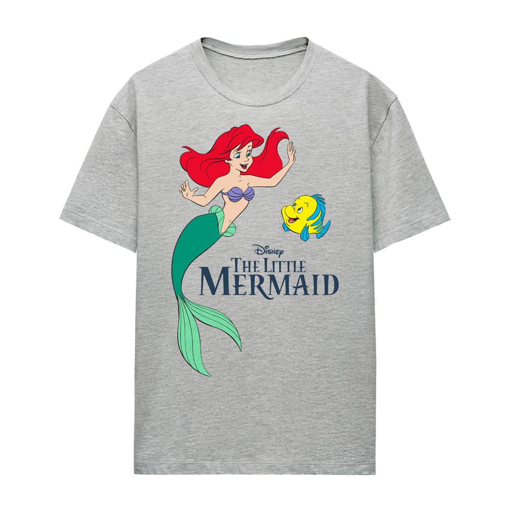 Athletic Heather - Front - The Little Mermaid Womens-Ladies Ariel & Flounder Heather T-Shirt