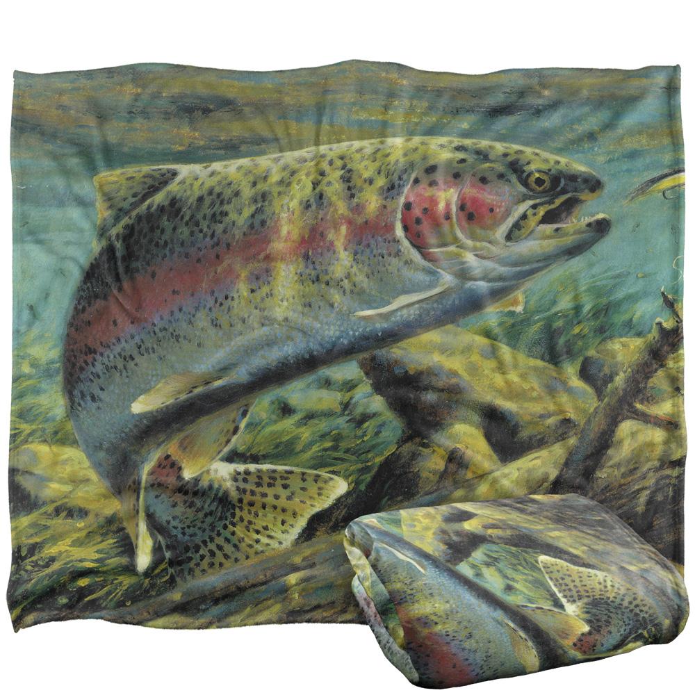 Multicoloured - Back - Wild Wings Rainbow Trout 2 Silky Supersoft Blanket