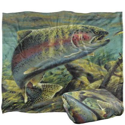 Multicoloured - Back - Wild Wings Rainbow Trout 2 Silky Supersoft Blanket