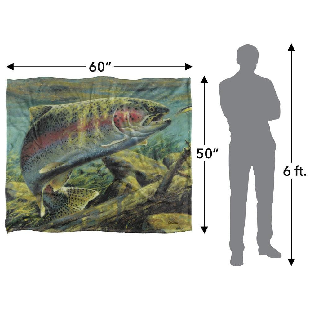 Multicoloured - Pack Shot - Wild Wings Rainbow Trout 2 Silky Supersoft Blanket