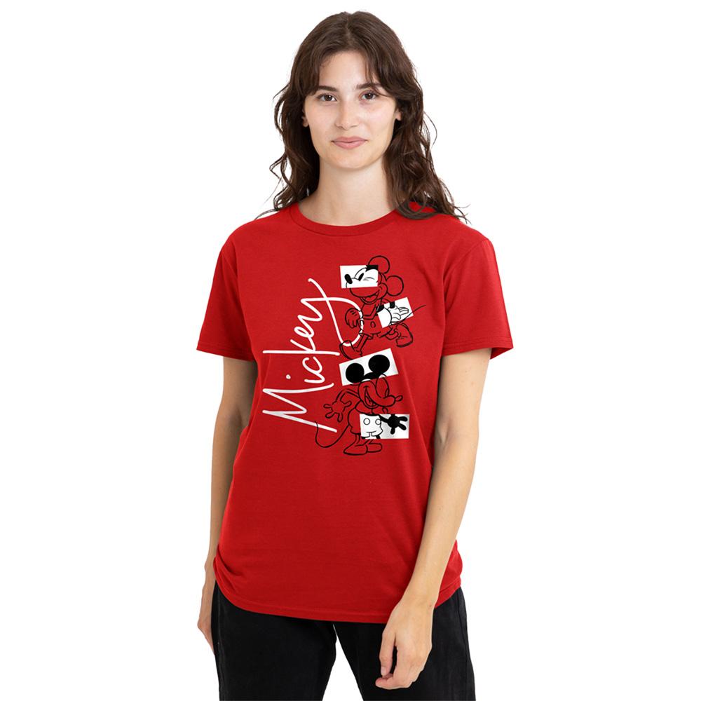 Red - Lifestyle - Disney Womens-Ladies Mickey Mouse Geometric Shapes T-Shirt