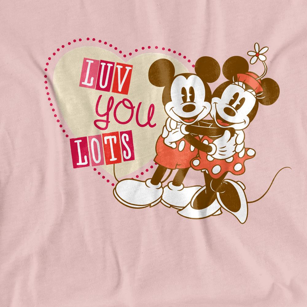 Pink - Pack Shot - Disney Womens-Ladies Luv You Lots! Mickey & Minnie Mouse Vintage Valentine`s Day T-Shirt