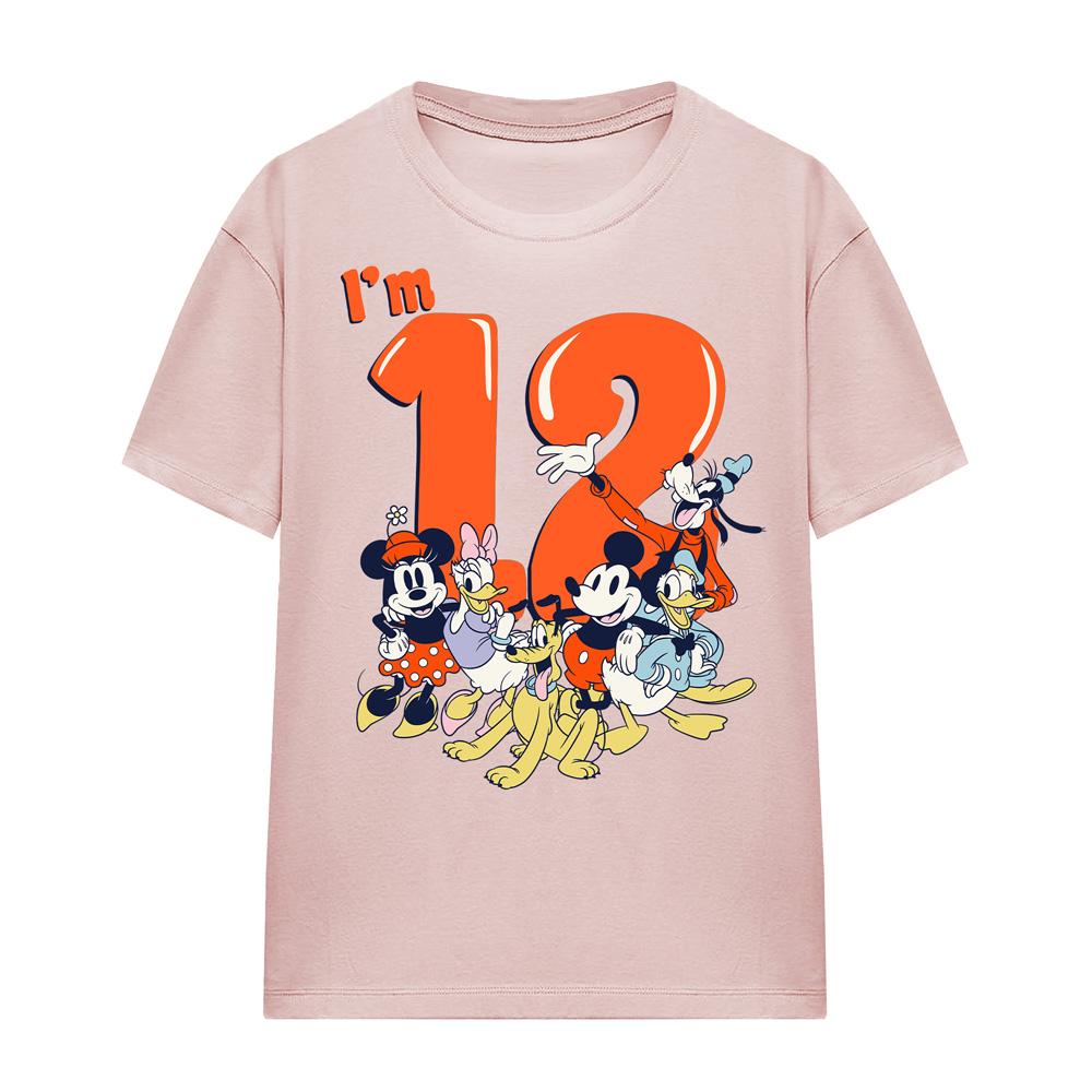 Pink - Front - Mickey Mouse & Friends Womens-Ladies Vintage Group 12th Birthday T-Shirt