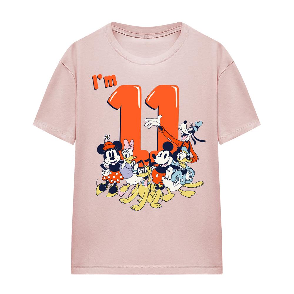 Pink - Front - Mickey Mouse & Friends Womens-Ladies Vintage Group 11th Birthday T-Shirt