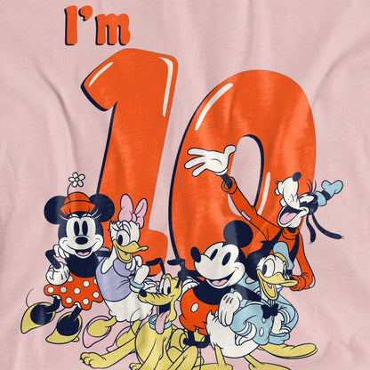 Pink - Pack Shot - Mickey Mouse & Friends Womens-Ladies Vintage Group 10th Birthday T-Shirt