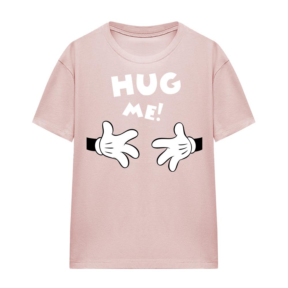 Pink - Front - Disney Womens-Ladies Hug Me Mickey Mouse Valentine`s Day T-Shirt