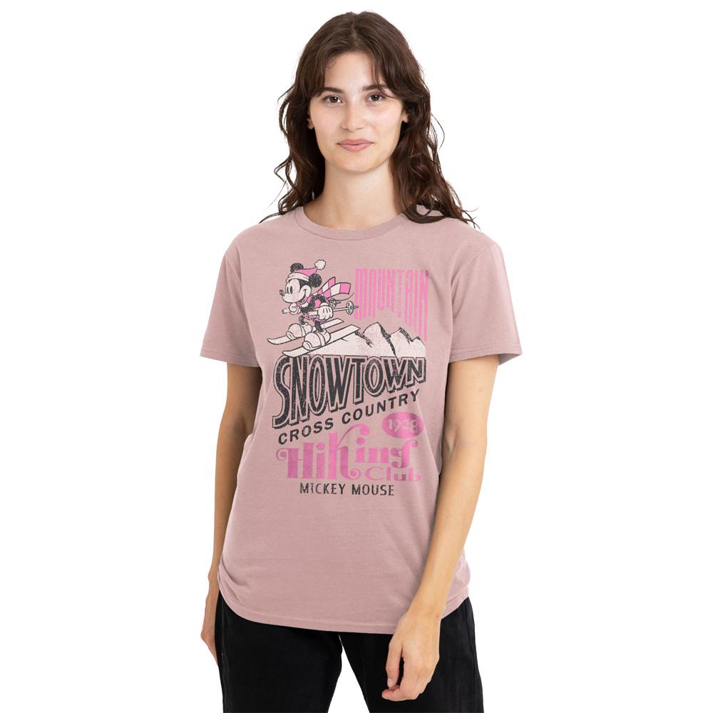 Pink - Lifestyle - Disney Womens-Ladies Snowtown Ski Mickey Mouse T-Shirt