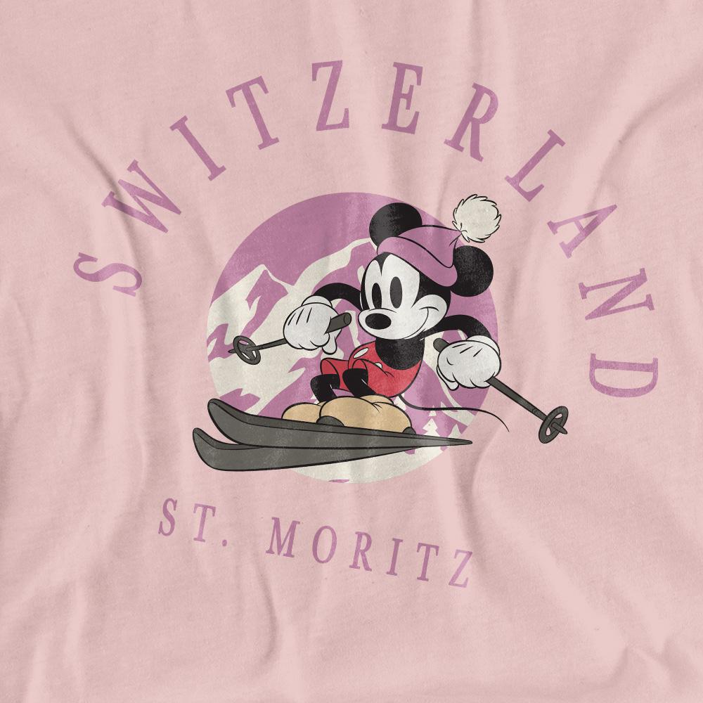 Pink - Side - Disney Womens-Ladies Switzerland Mickey Mouse T-Shirt