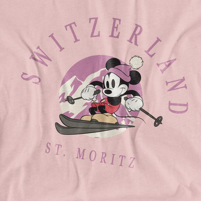Pink - Side - Disney Womens-Ladies Switzerland Mickey Mouse T-Shirt