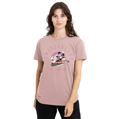 Pink - Lifestyle - Disney Womens-Ladies Switzerland Mickey Mouse T-Shirt