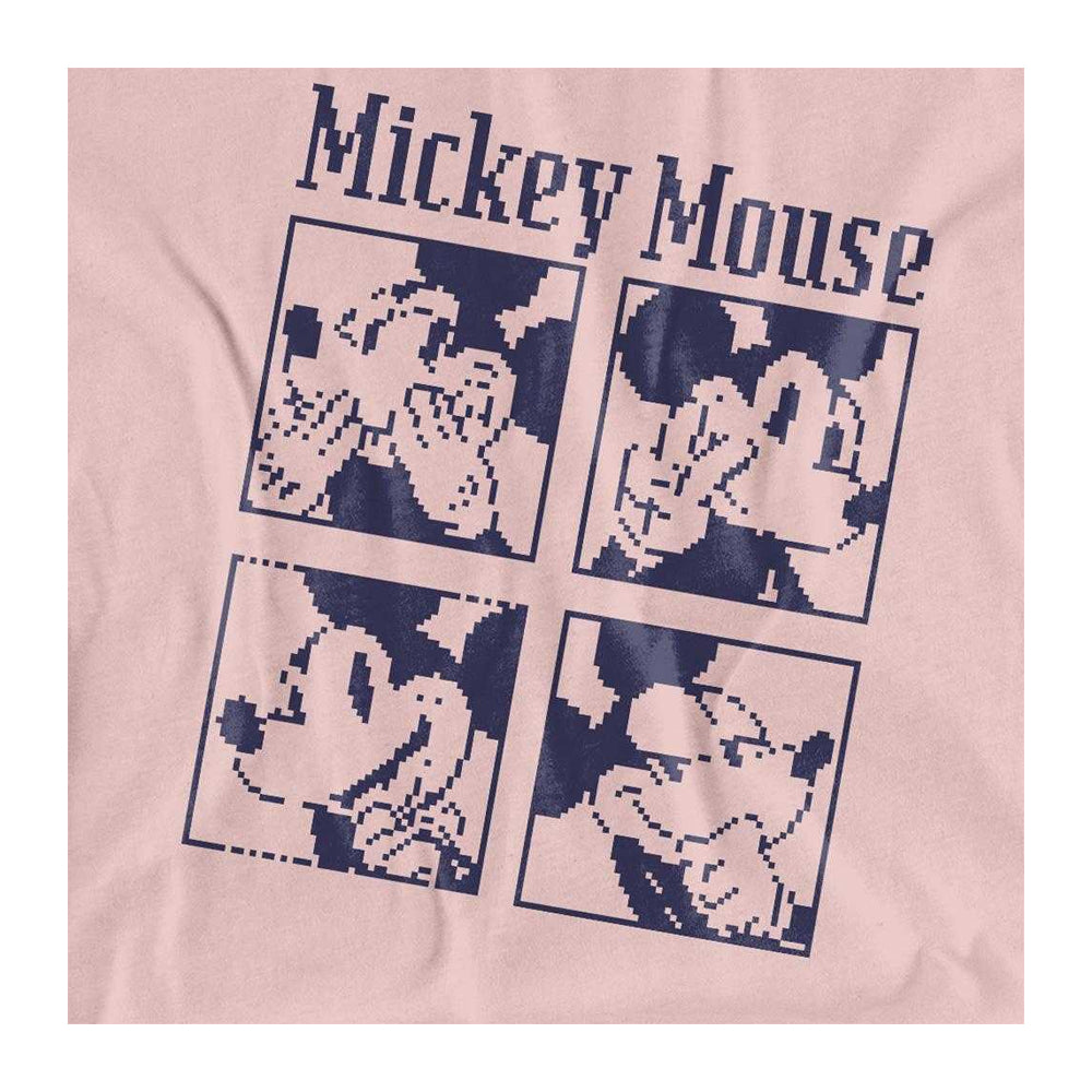 Pink - Side - Disney Womens-Ladies Mickey Mouse Pixelated T-Shirt