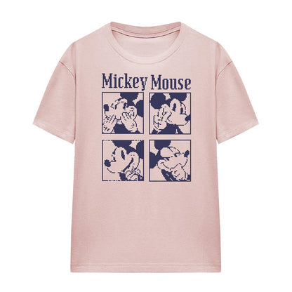 Pink - Front - Disney Womens-Ladies Mickey Mouse Pixelated T-Shirt