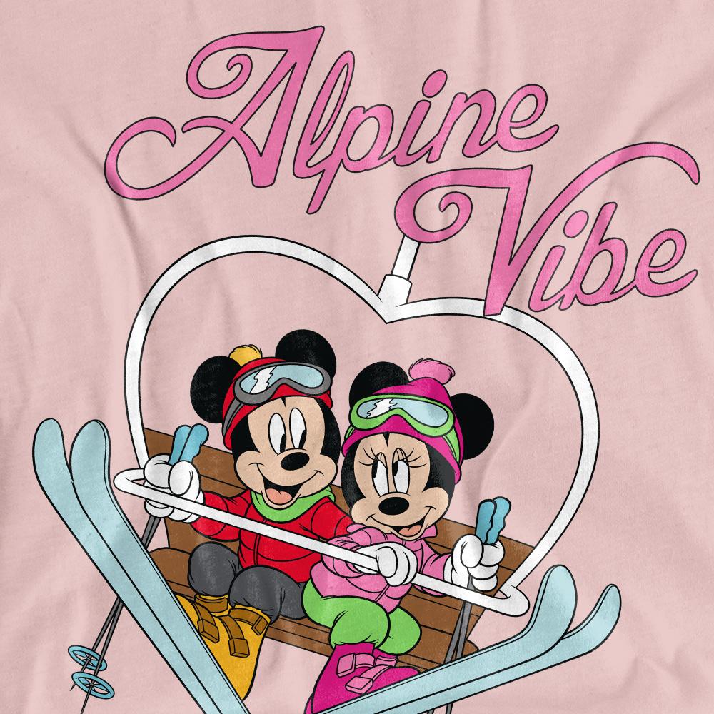 Pink - Pack Shot - Disney Womens-Ladies Alpine Vibes Mickey & Minnie Mouse T-Shirt
