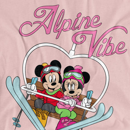 Pink - Pack Shot - Disney Womens-Ladies Alpine Vibes Mickey & Minnie Mouse T-Shirt