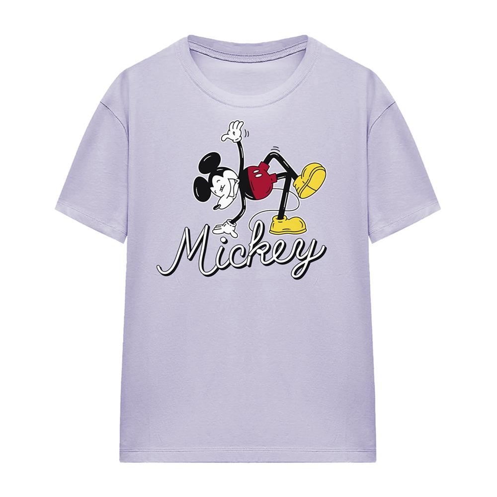 Lavender - Front - Disney Womens-Ladies Funky Dance Mickey Mouse T-Shirt
